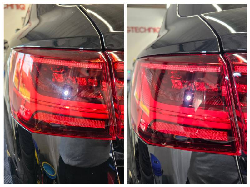 Audi A6 avant/après polissage des feux arrières à Strasbourg
