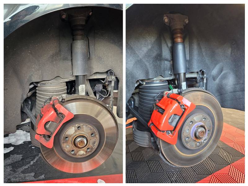 AUDI A6 avant/après nettoyage et polissage et traitement céramique des étriers de frein à Strasbourg