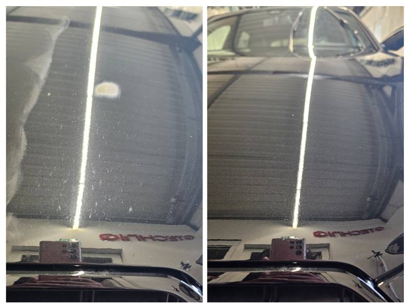 Audi A6 avant/après polissage du capot à Strasbourg